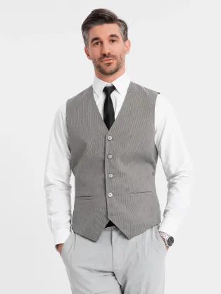 Jedinečná šedá elegantní vesta V2 BLZV-0111