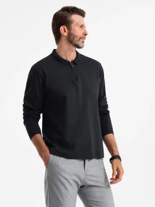 Pánská černá polokošile na zip V8 POLS-0130