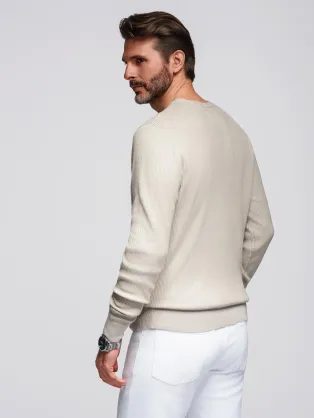 Moderní béžový pánský svetr na knoflíky V3 SWSW-0182