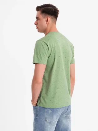 Béžové tričko potisk palmové listy V1 TSFP-0182