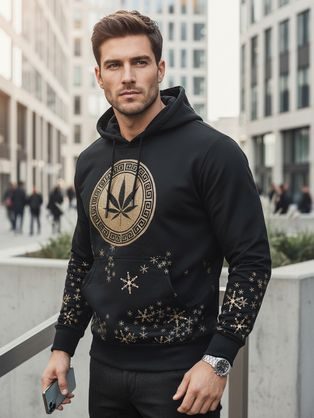 Černo-zlatá trendy mikina s kapucí