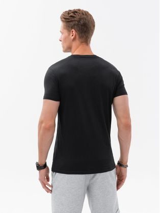 Módní bavlněné černé tričko s popisem S1748-V2