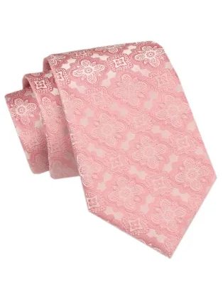 Vzorovaná růžová pánská kravata