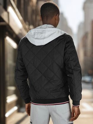 Moderní prošívaná černá bomber bunda