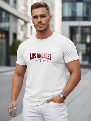 Pánské bílé tričko s nápisem města Los Angeles