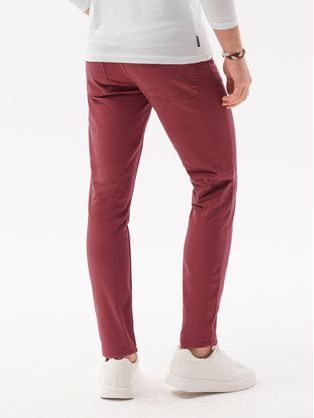 Trendy granátové chinos kalhoty s drobným vzorem