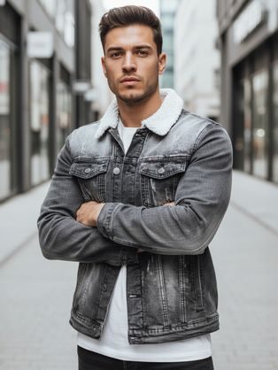 Béžová bomber mikina pro pány V2 OM-JANP-0159