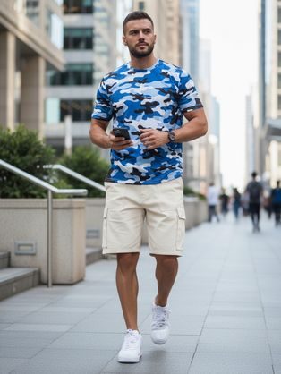 Stylové tmavě modré kraťasy strukturované V1 SRCS-0177