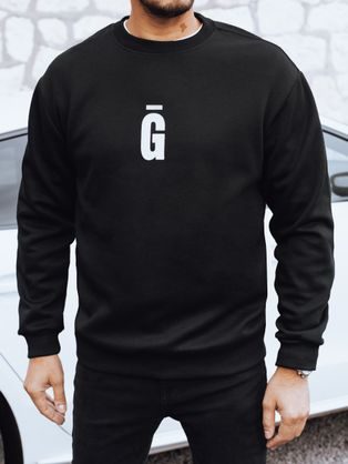 Černá pánská mikina bez kapuce a nápisem