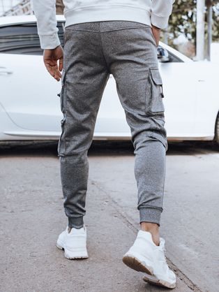 Jedinečné šedé kapsáčové jogger kalhoty