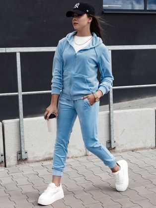Dámská modrá velurová tepláková souprava Velcomfy
