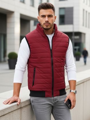 Bordó stylová vesta bez kapuce