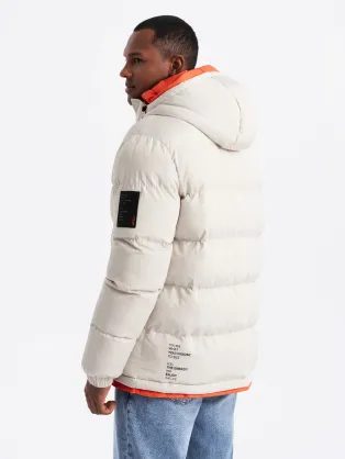 Nadčasová krémová pánská parka V1 JALJ-0166