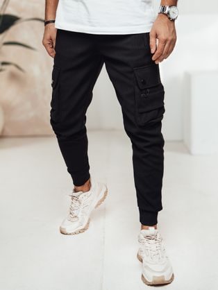 Pánské černé kapsáčové jogger kalhoty