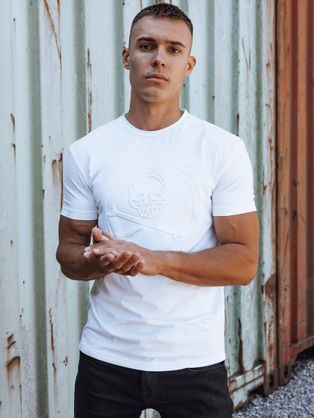 Bílé bavlněné tričko s krátkým rukávem TSBS-0100
