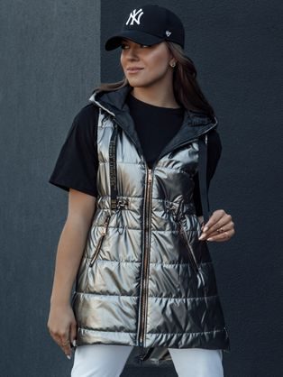 Dámská tmavě šedá prošívaná vesta Pixiecode