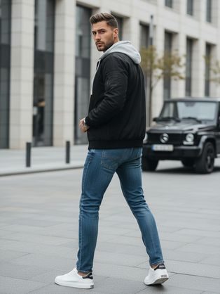 Moderní prošívaná černá bomber bunda