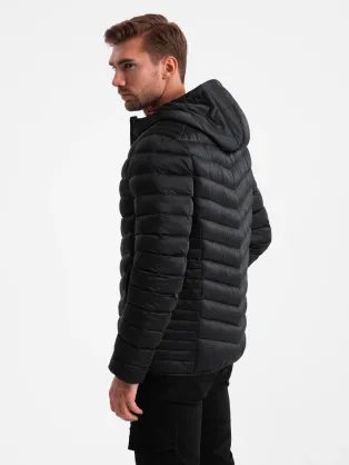 Černá prošívaná pánská bunda V2 JALP-0180