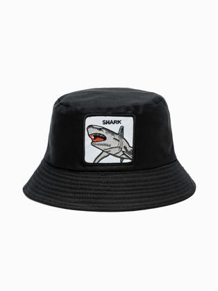 Moderní černý pánský klobouk s nášivkou H144
