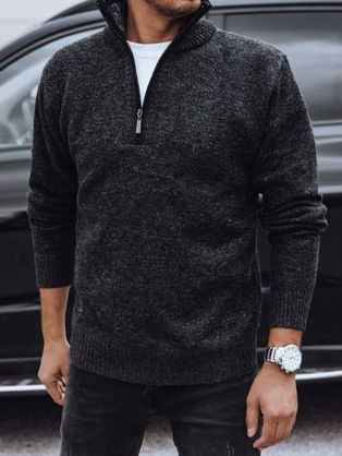 Elegantní pánský svetr v černé barvě na zip