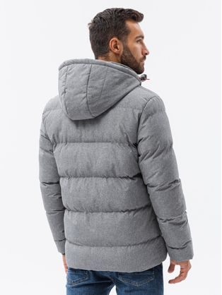 Zajímavá stříbrná bunda s kapucí na zimu