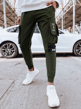 Poutavé zelené kapsáčové jogger kalhoty
