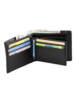 Černá kožená pánská peněženka s přezkou