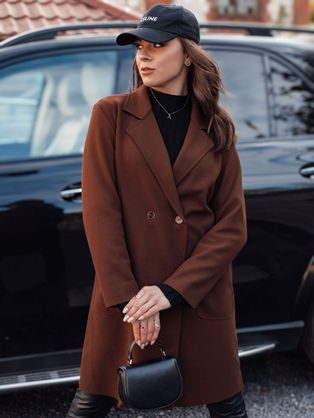 Dlouhý dámský čokoládový oversize kabát Linnore