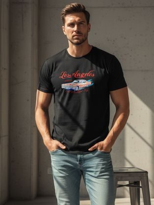 Černé tričko s originálním potiskem auta