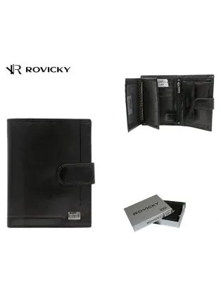 Černá pánská kožená peněženka s přezkou