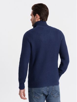 Klasický tmavě modrý svetr s kulatým výstřihem V9 SWBS-0106