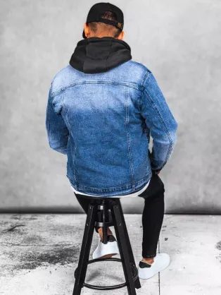 Trendová nebesky modrá džínová bunda