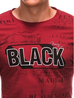 Jedinečné červené tričko s nápisem BLACK S1903