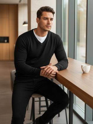 Pánský jednobarevný svetr černý