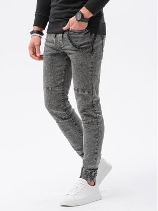 Riflové jogger kalhoty v černé barvě P1056