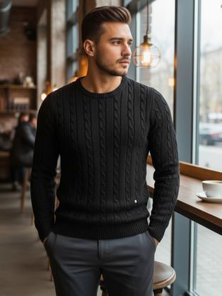 Černý pletený svetr pro muže