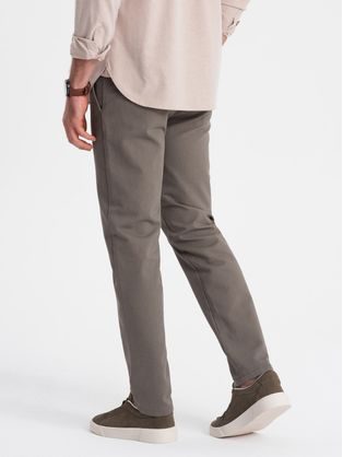 Pánské béžové klasické chinos kalhoty s jemnou texturou V1 PACP-0188