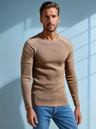 Módní béžový pánský svetr