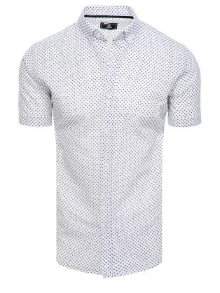 Bílá pánská letní košile s jemným modrým vzorem