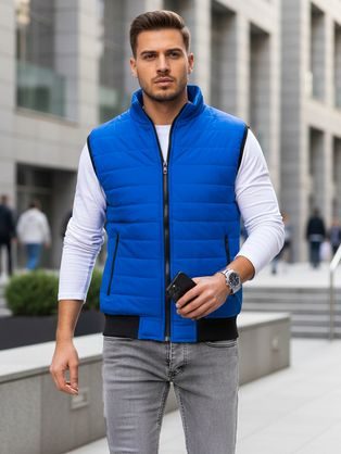 Nebesky modrá stylová vesta bez kapuce