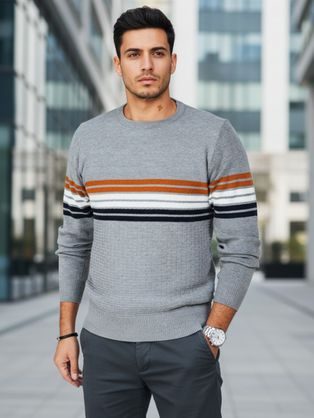 Pánský šedý vzorovaný svetr