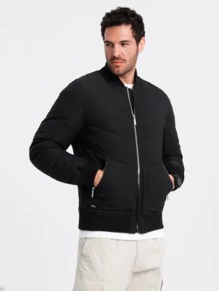 Stylová pánská černá bomber bunda V1 OM-JALP-0143