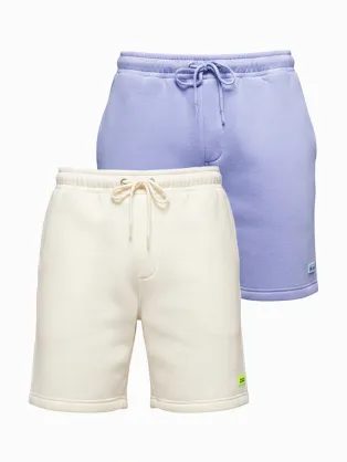 Sada unisex šortek s logem krémová/fialová V1 Z129