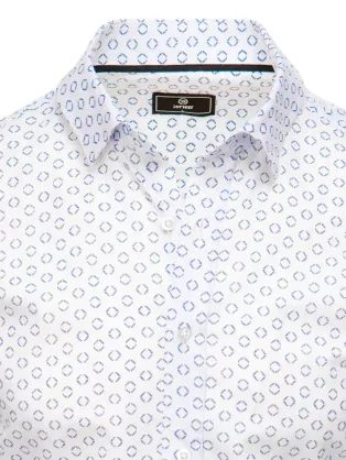 Bavlněná bílá košile s modrým vzorem