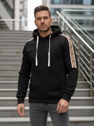 Stylová pánská mikina s kapucí v černé barvě