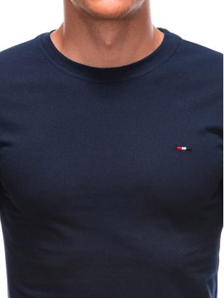 Granátové bavlněné tričko s dlouhým rukávem s drobnou nášivkou L164