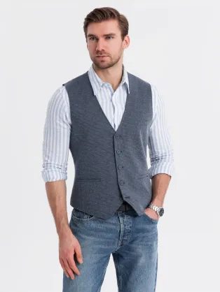Módní elegantní granátová pánská vesta V1 BLZV-0147
