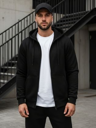 Stylová černá mikina s kapucí