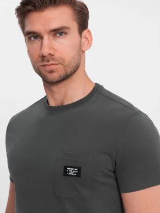 Trendy pánské černé tričko s výstřihem do V V3 TSCT-0106