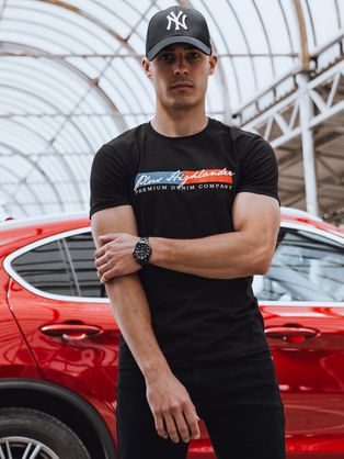 Černé bavlněné tričko s nápisem OMBRE V2 TSPT-0210